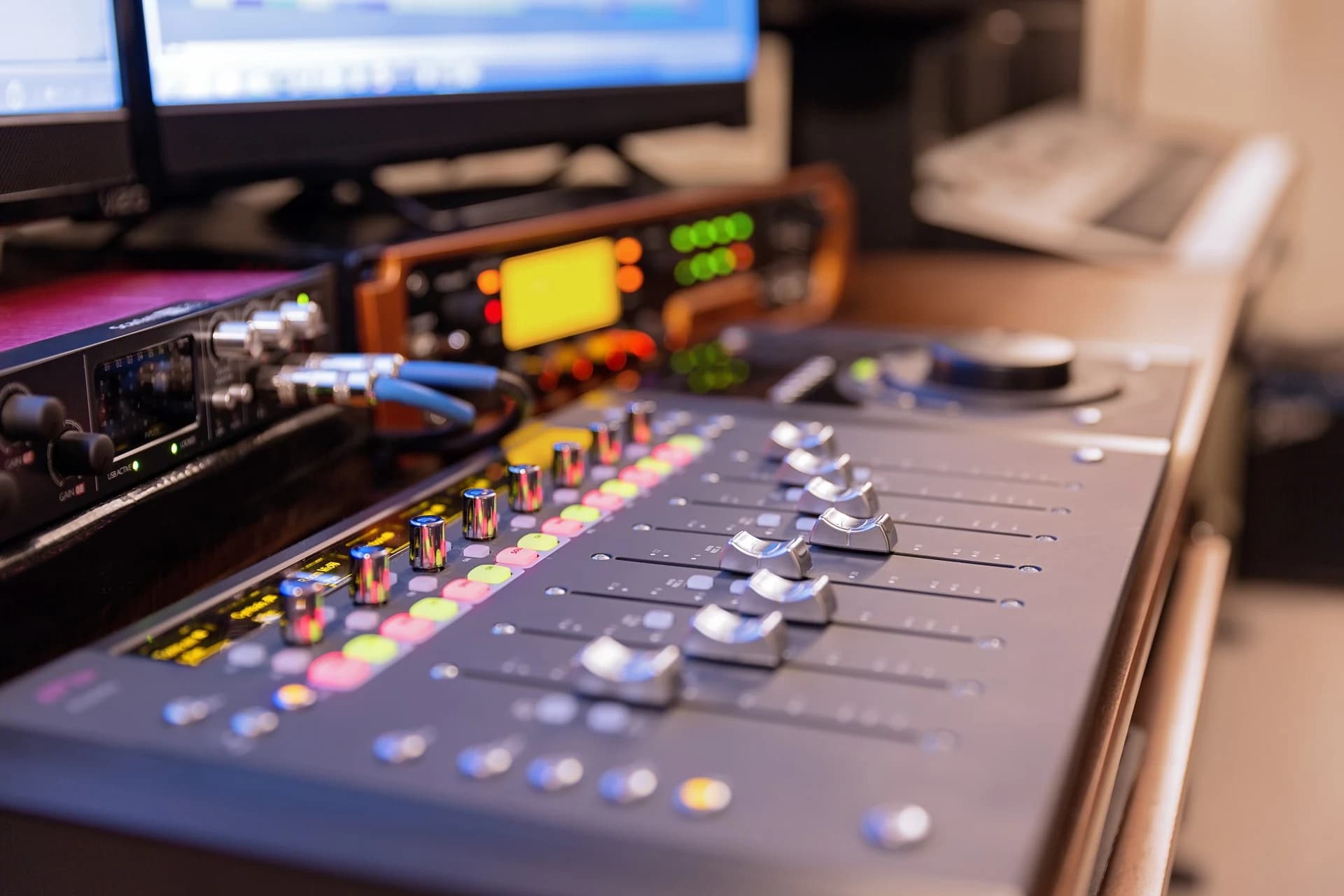Mixing console and recording equipment at Great Lakes Gospel Studio